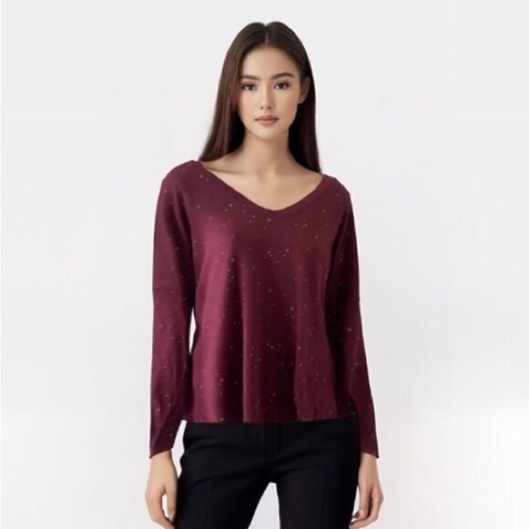 Soma Red Pajama Top with Long Sleeves and Relaxed Fit - Picture 1 of 6